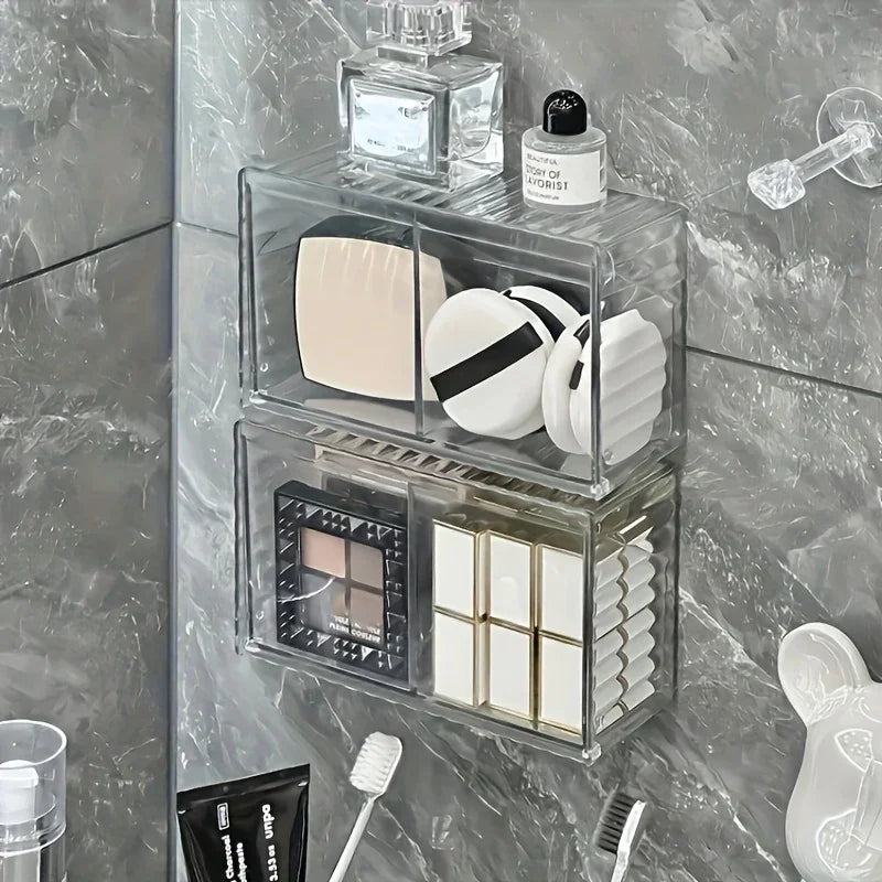 Cosmetic Storage Box, Bathroom Wall Cosmetic Storage Box, Wall-mounted Storage Box, Acrylic Swab Box,... - House Of Avana