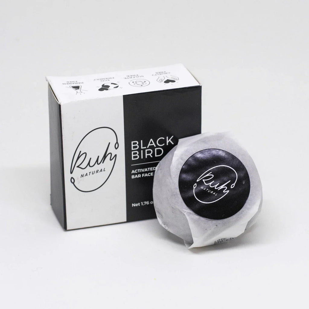 Activated Charcoal Bar Face Soap - Blackbird, back view - House Of Avana
