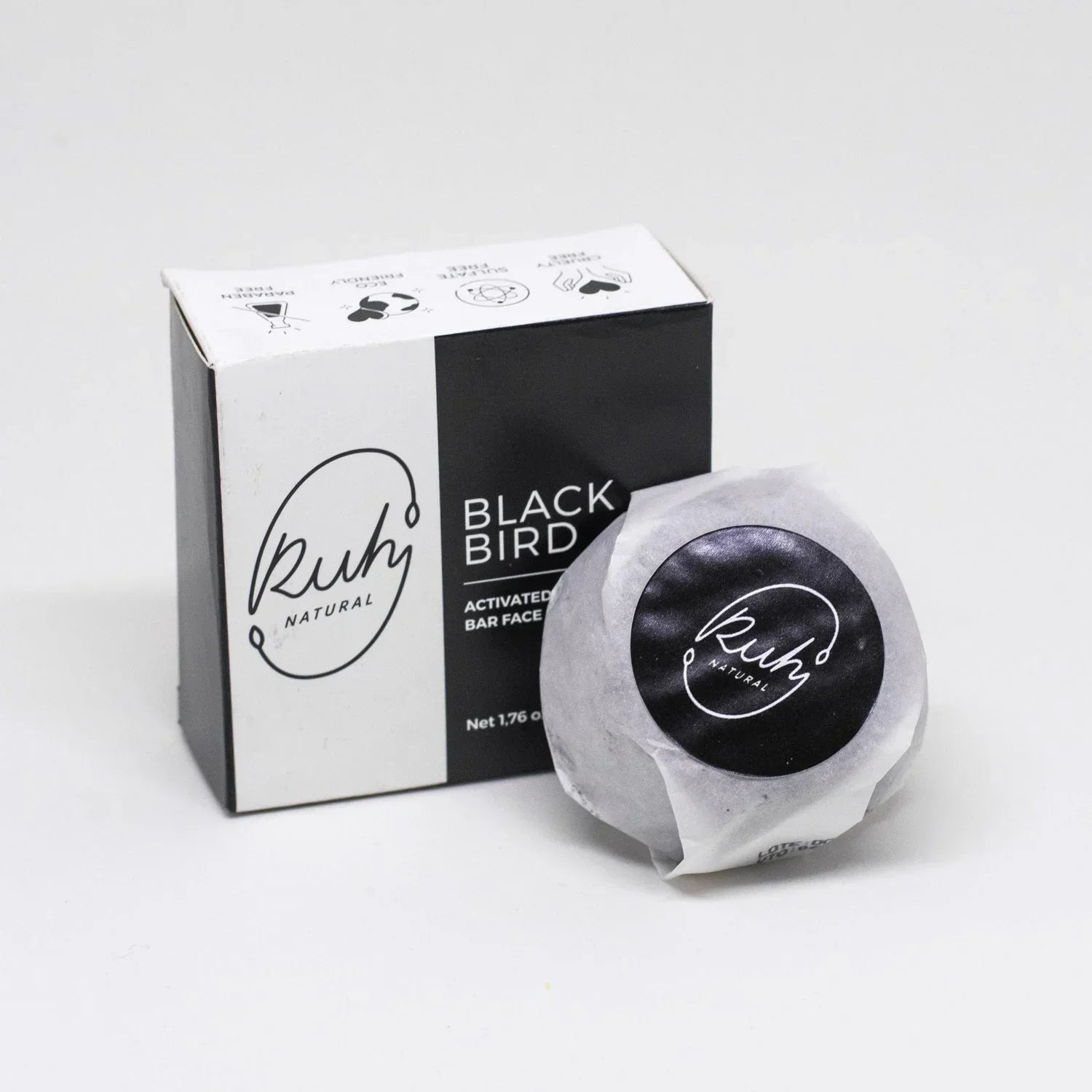 Activated Charcoal Bar Face Soap - Blackbird, back view - House Of Avana
