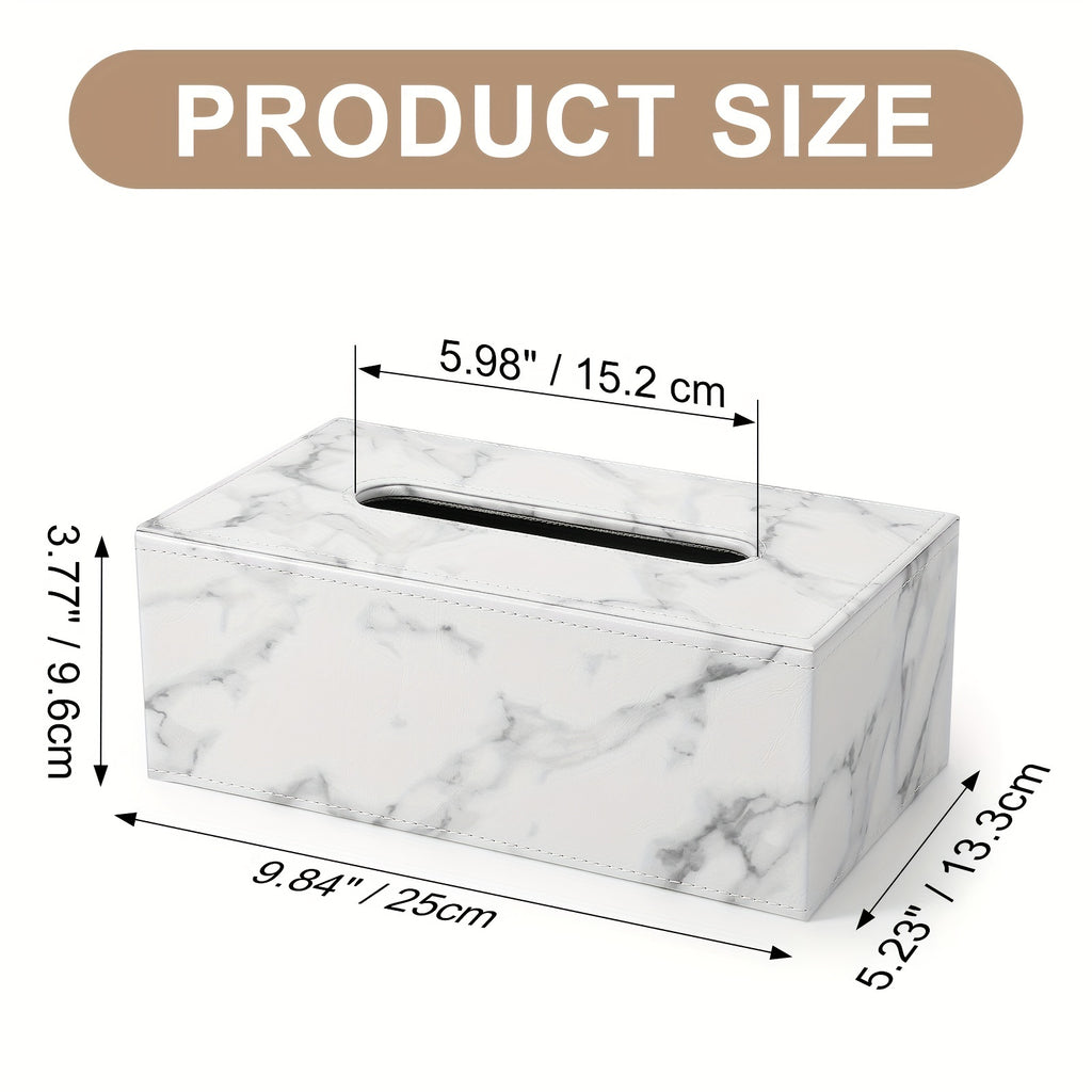 LADSTAG Marble Pattern Rectangular Tissue Box Holder - White Plastic with Realistic Veining, Modern Kitchen & Dining Room Decor, Mother’s Day Gift Idea, Sleek Design, Durable Design House Of Avana