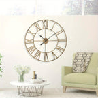 Wall Clock Vintage Retro Roman Numerals Silent Non-Ticking Metal Paint Industrial Vintage Metal Large Clock for Home Loft Living Room Bedroom Kitchen House Of Avana