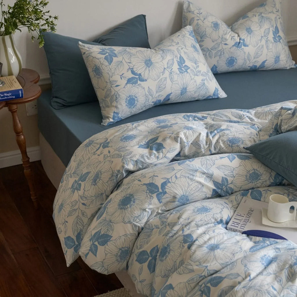 Adèle French Countryside Bedding Set / Blue, front view - House Of Avana