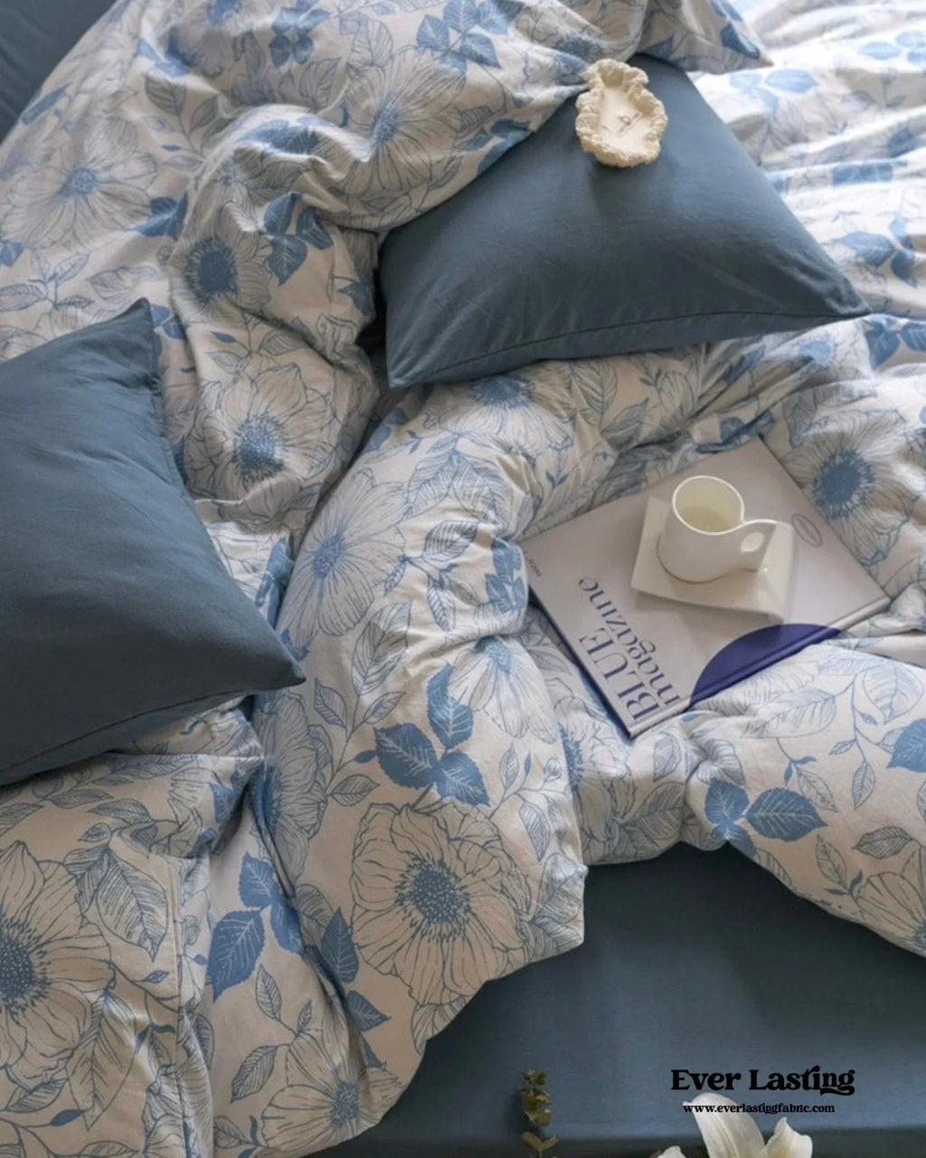 Adèle French Countryside Bedding Set / Blue, detail shot - House Of Avana