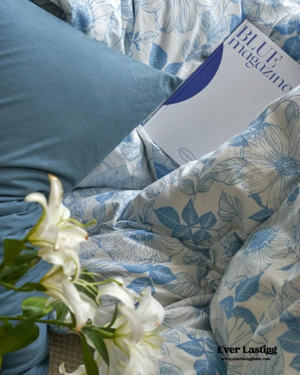 Adèle French Countryside Bedding Set / Blue, lifestyle image - House Of Avana
