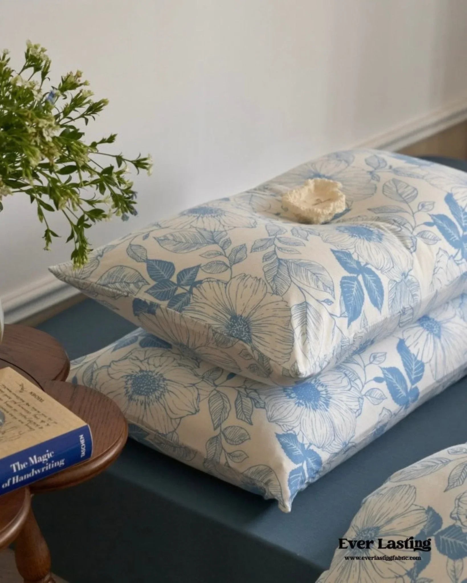 Adèle French Countryside Bedding Set / Blue, top view - House Of Avana