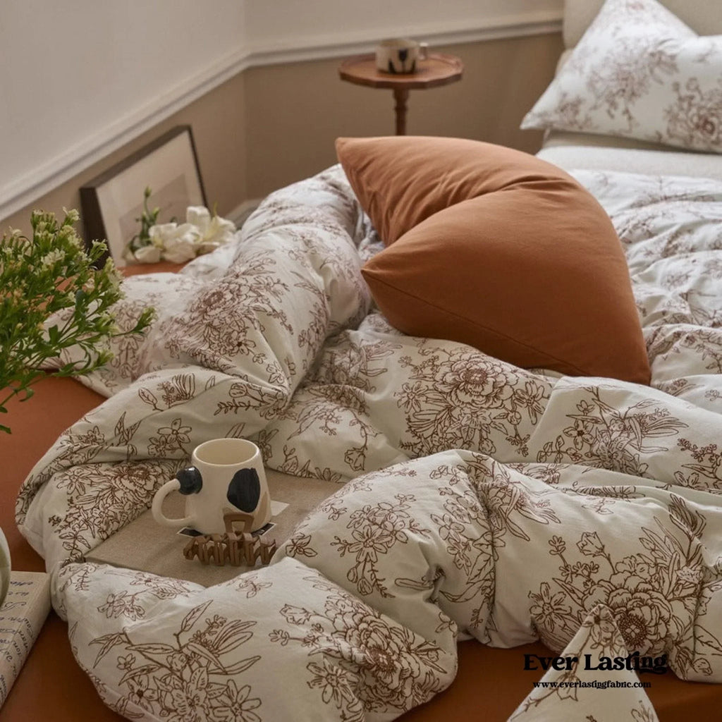 Adèle French Countryside Bedding Set / Orange, back view - House Of Avana