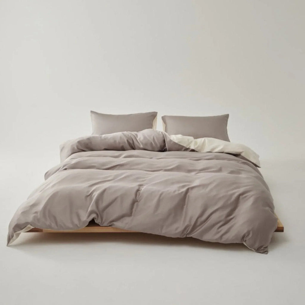 Adeline Pastel Silky Cooling Tencel™ Bedding Set / Coffee, front view - House Of Avana