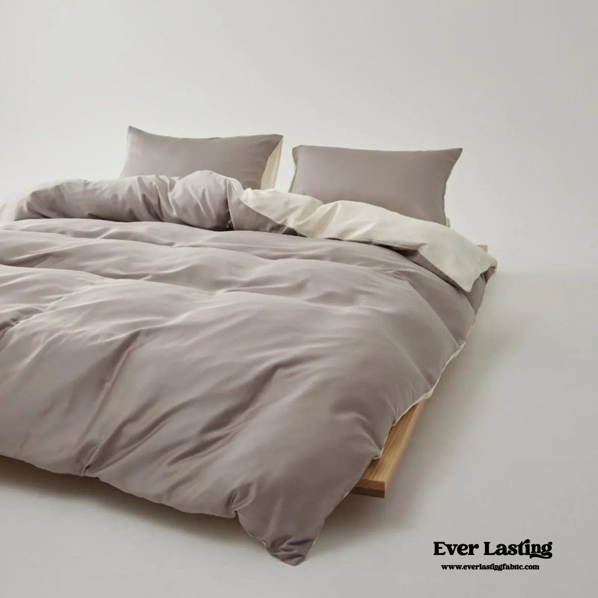 Adeline Pastel Silky Cooling Tencel™ Bedding Set / Coffee, back view - House Of Avana
