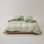 Adeline Pastel Silky Cooling Tencel™ Bedding Set / Green, front view - House Of Avana