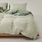 Adeline Pastel Silky Cooling Tencel™ Bedding Set / Green, back view - House Of Avana