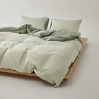 Adeline Pastel Silky Cooling Tencel™ Bedding Set / Green, side view - House Of Avana