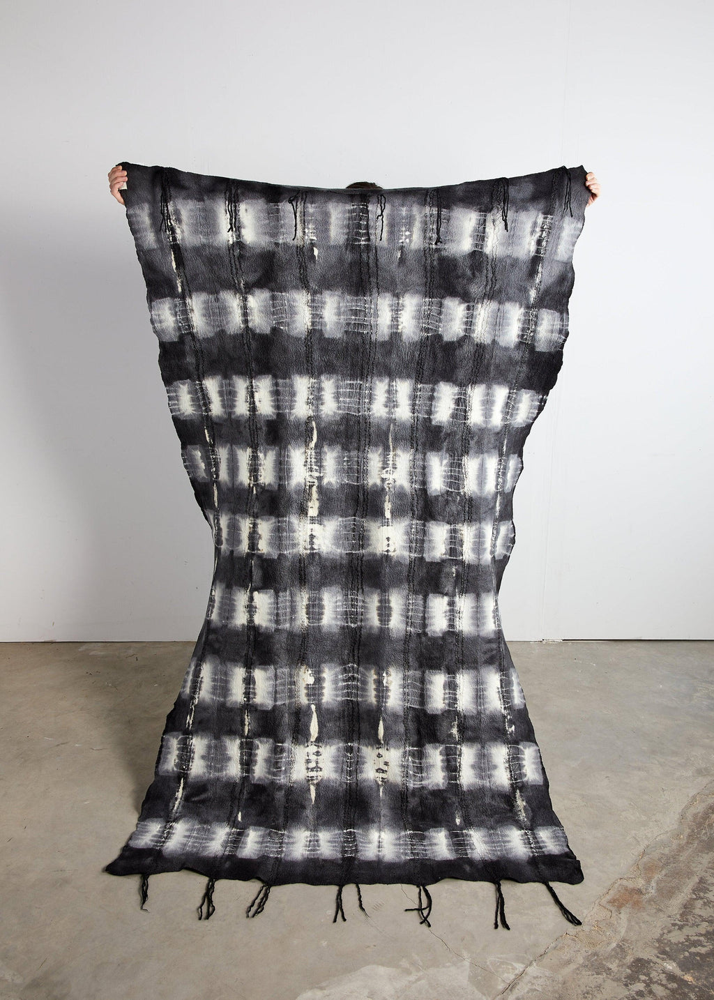 Adire Tye-dye Lightweight Wool Throw Blanket, front view - House Of Avana