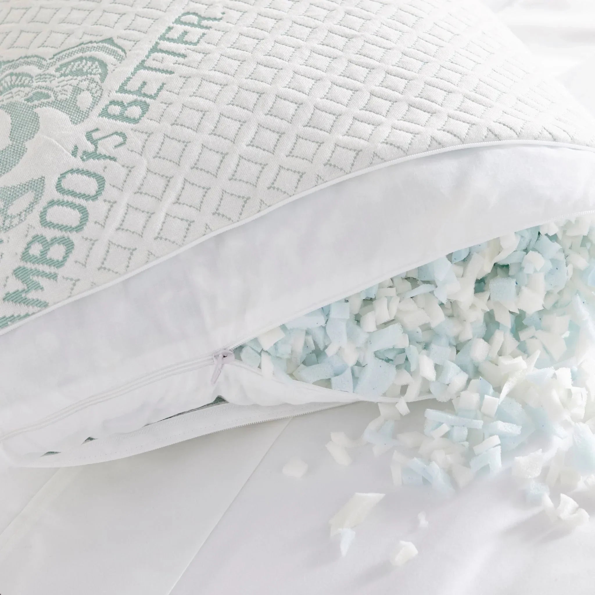 Adjustable Bamboo Cooling Pillow | Bed Pillows, back view - House Of Avana