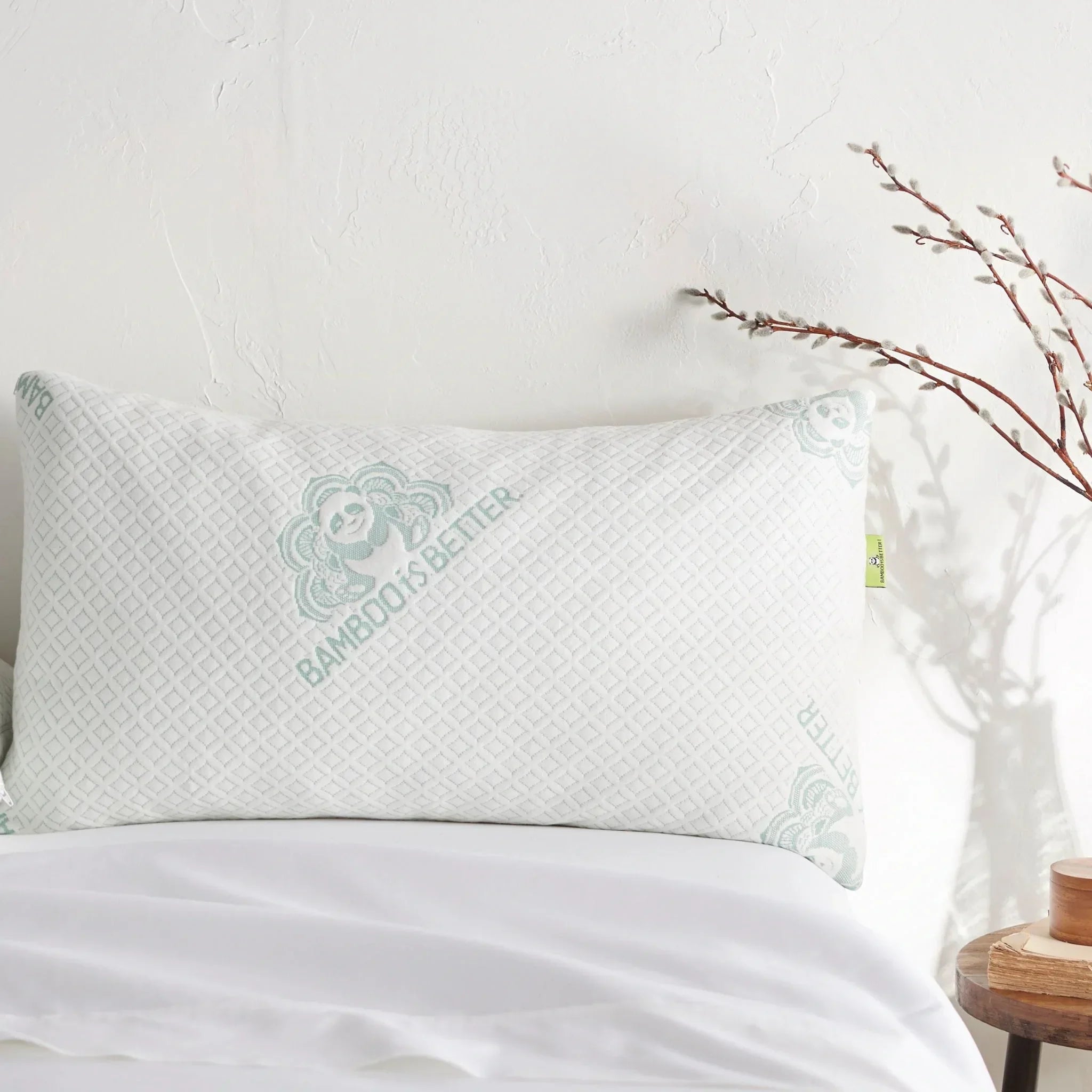 Adjustable Bamboo Cooling Pillow | Bed Pillows, side view - House Of Avana