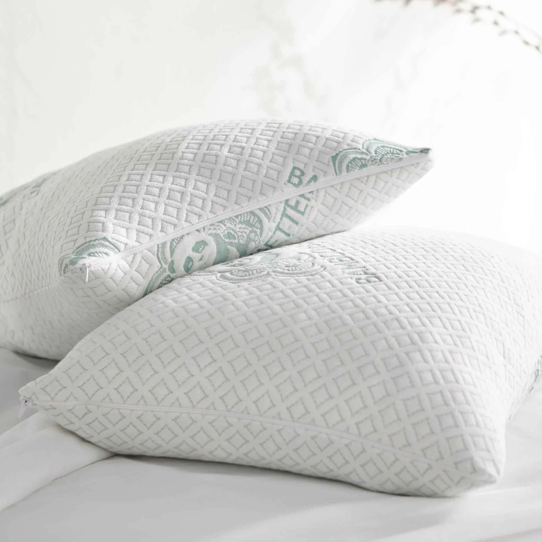 Adjustable Bamboo Cooling Pillow | Bed Pillows, angled view - House Of Avana