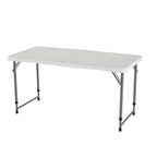 Adjustable Height White HDPE Folding Table with Powder Coated Steel Frame