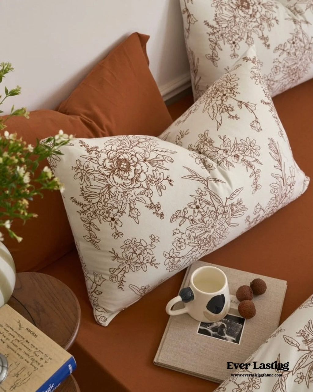 Adèle French Countryside Bedding Set / Orange, detail shot - House Of Avana