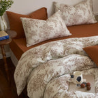 Adèle French Countryside Bedding Set / Orange, front view - House Of Avana