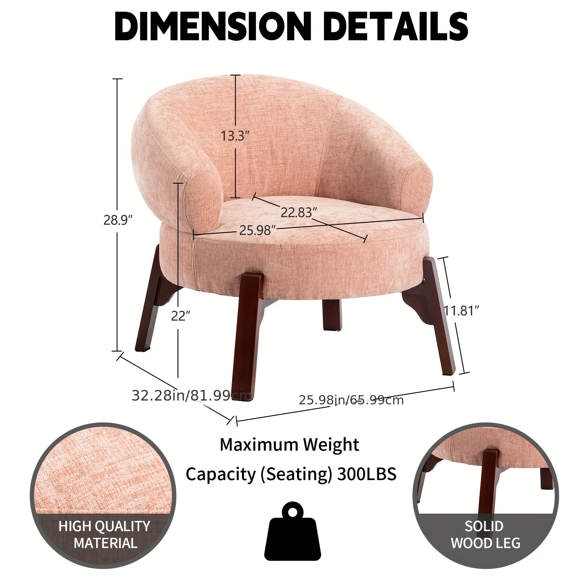 DYHOME 1pc Mid-Century Retro Modern Upholstered Lounge Chair Fabric Accent Chair Sturdy Wooden Frame Armchair, Living Room Bedroom Decoration House Of Avana