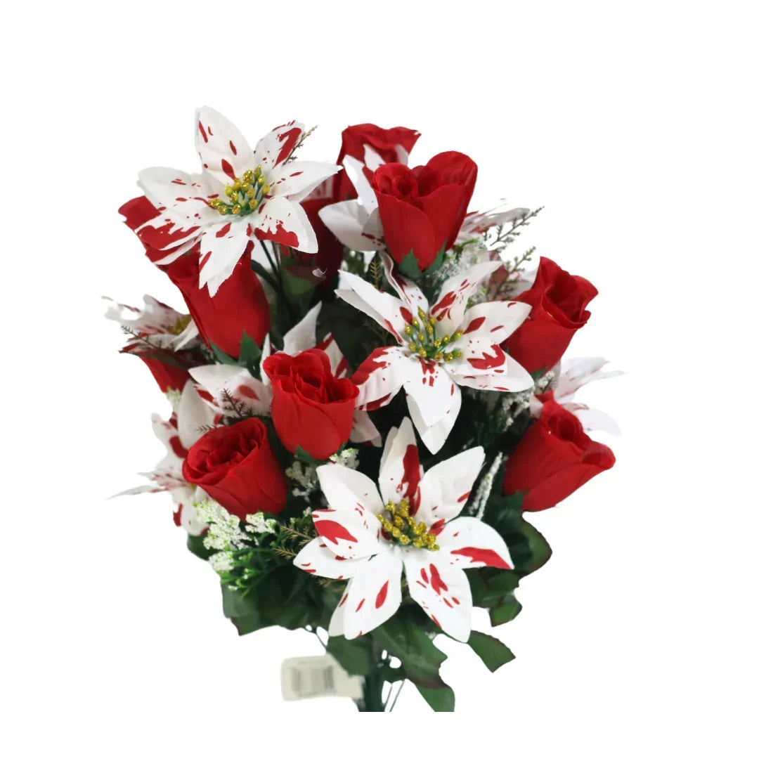 Af5373 21" Poinsettia/rose Bush X 24, back view - House Of Avana