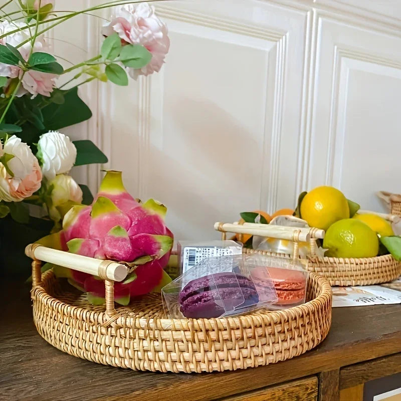 Handmade Rattan Trays - Fruit Plates, Heat-Resistant Mats