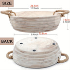 [Rustic Wooden Decorative Bowl] Rustic 11.2 Inch Paulownia Wood Decorative Bowl - Dough Bowl with Rope Handle - Natural Table Centerpieces Bowl for Home Boho Decor House Of Avana
