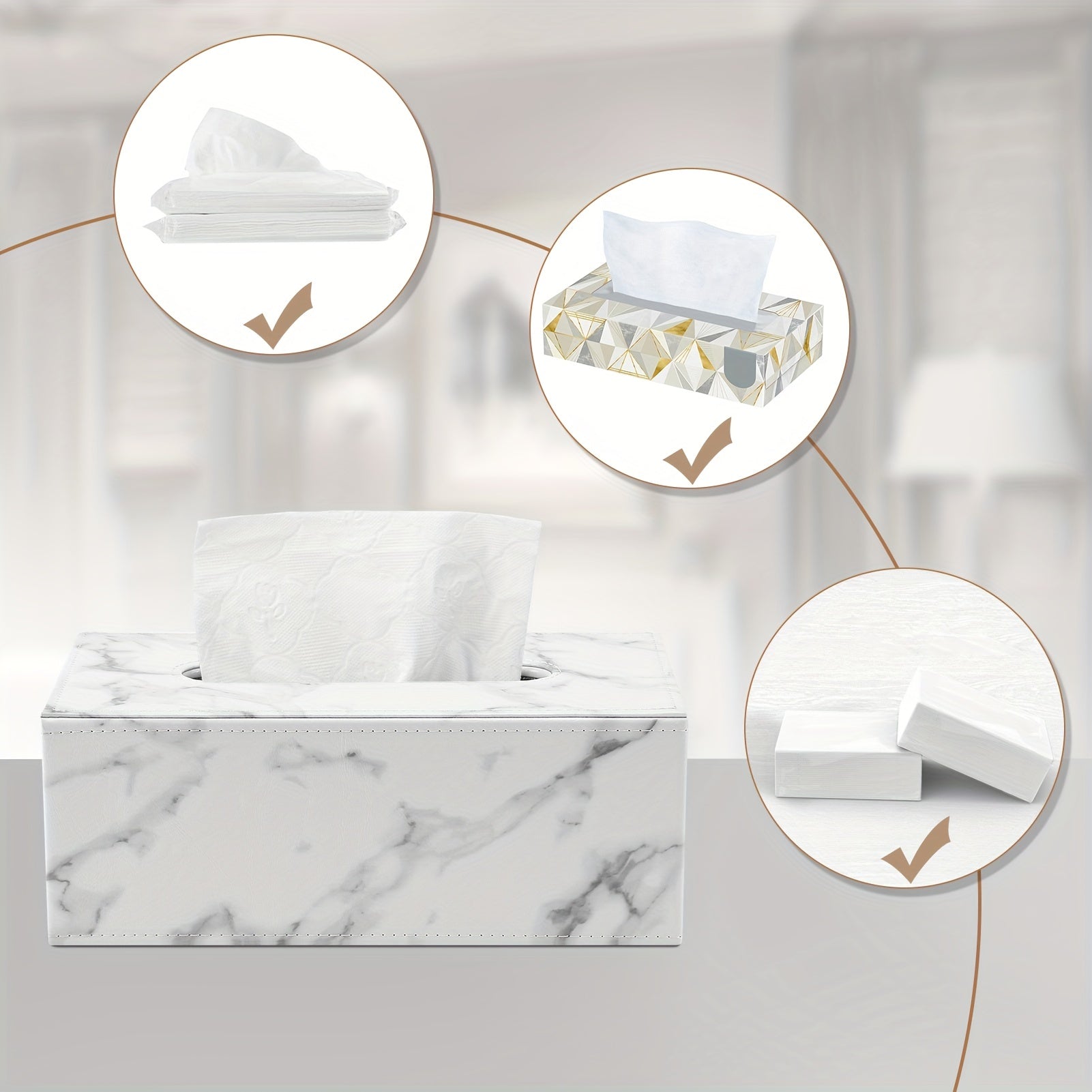LADSTAG Marble Pattern Rectangular Tissue Box Holder - White Plastic with Realistic Veining, Modern Kitchen & Dining Room Decor, Mother’s Day Gift Idea, Sleek Design, Durable Design House Of Avana