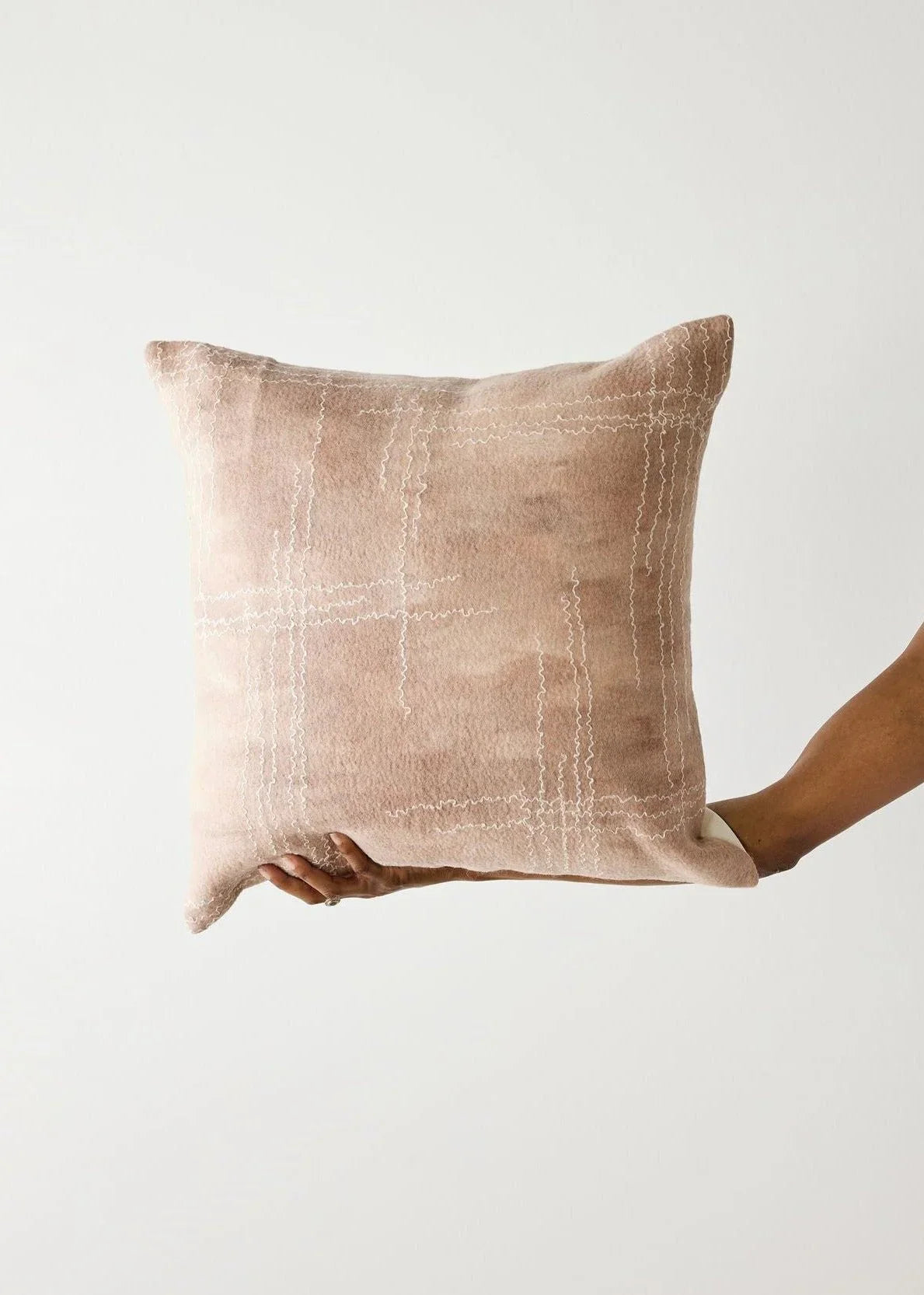 Linear Dusty Rose Hand-Felted Merino Wool Throw Pillow Kanju Interiors