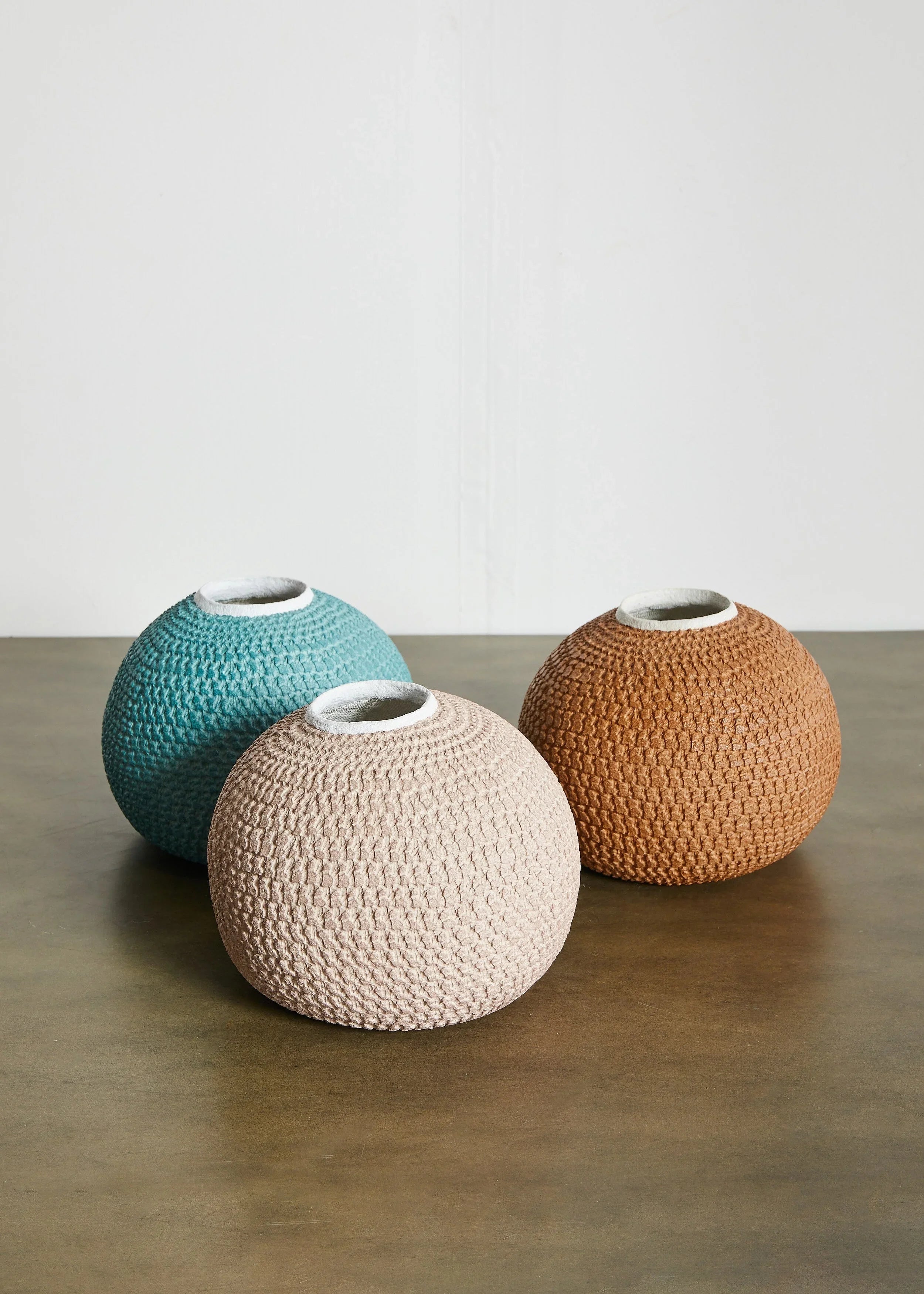 African Bibi Papier Vase in Pink, Rust, and Blue Kanju Interiors