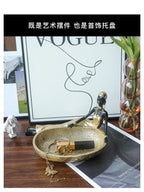 African Black Woman Figurines Golden African Figure Sculpture Storage Ornaments Home Decor Living Room Table Key Candy Container - House of Avana