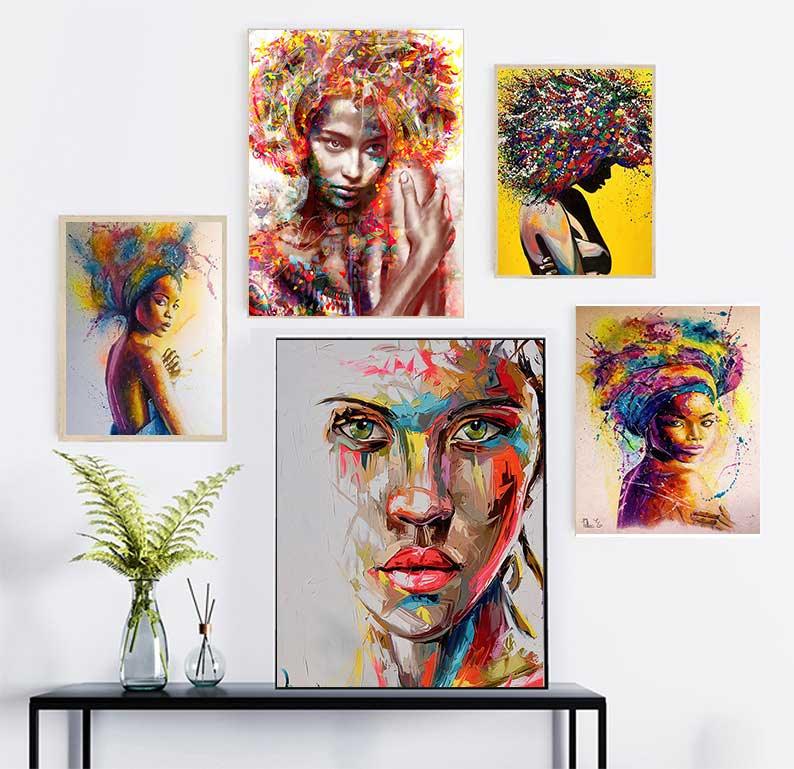 African Black Woman Graffiti Art Posters And Prints Abstract African Girl Canvas Paintings On The Wall Art Pictures Wall Decor - House of Avana