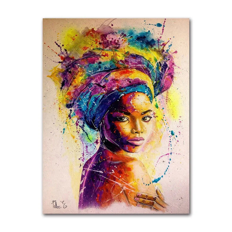 African Black Woman Graffiti Art Posters And Prints Abstract African Girl Canvas Paintings On The Wall Art Pictures Wall Decor - House of Avana