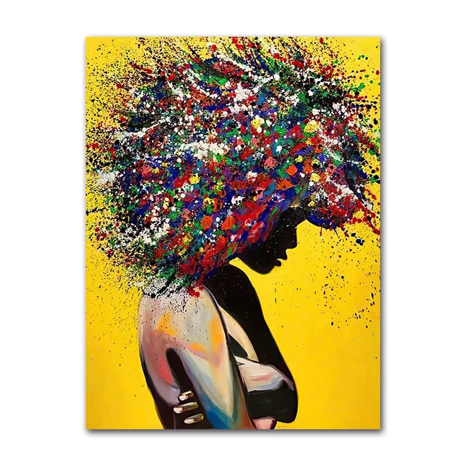 African Black Woman Graffiti Art Posters And Prints Abstract African Girl Canvas Paintings On The Wall Art Pictures Wall Decor - House of Avana