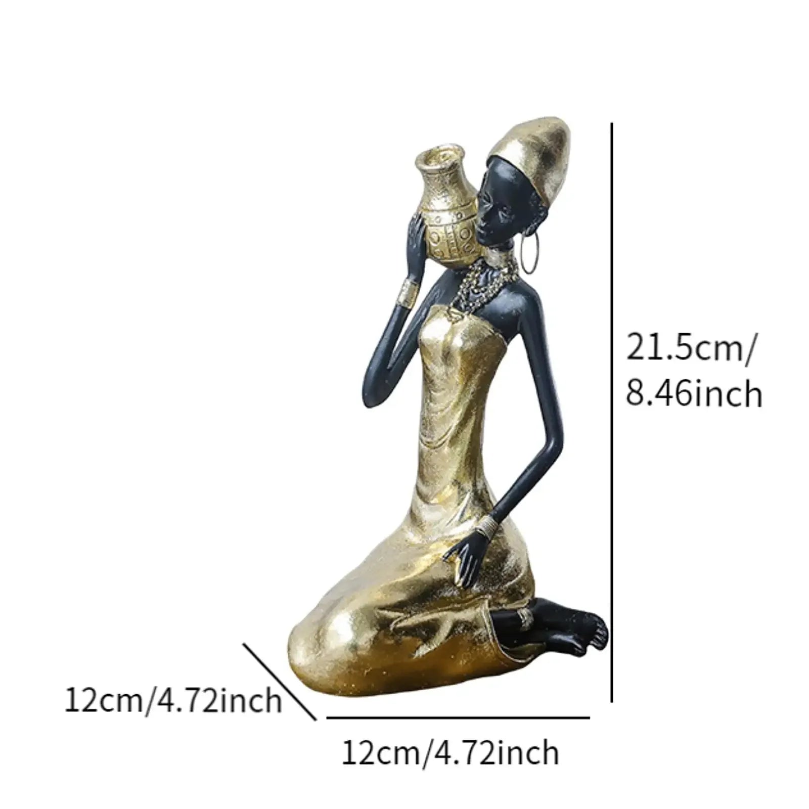 African Figurine Resin Tribal Lady Sculpture Tabletop Ornament for Home Living Room Bookshelf Decoration Desk Storage Tray - House of Avana