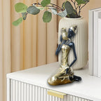 African Figurine Resin Tribal Lady Sculpture Tabletop Ornament for Home Living Room Bookshelf Decoration Desk Storage Tray - House of Avana