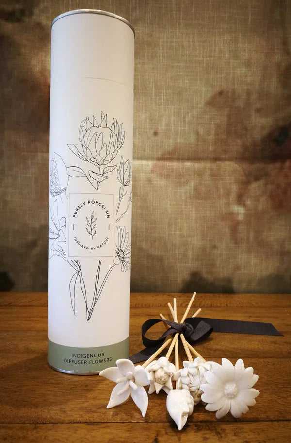 African Flowers Bamboo Diffuser Set Kanju Interiors