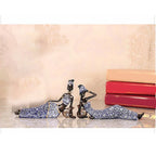 Resin African lady figurines, handpainted brown and black tribal sculptures - House of Avana