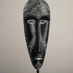 African Mask Wall Art - Hand-painted Tribal Design, detail shot - House Of Avana