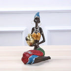 African Tribal Figurines - Colorful Pottery Design, side view - House Of Avana