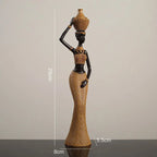 African Tribal Woman Figurines Black Girls Ornament Tabletop Decorative Sculpture Home Decoration Accessories - House of Avana