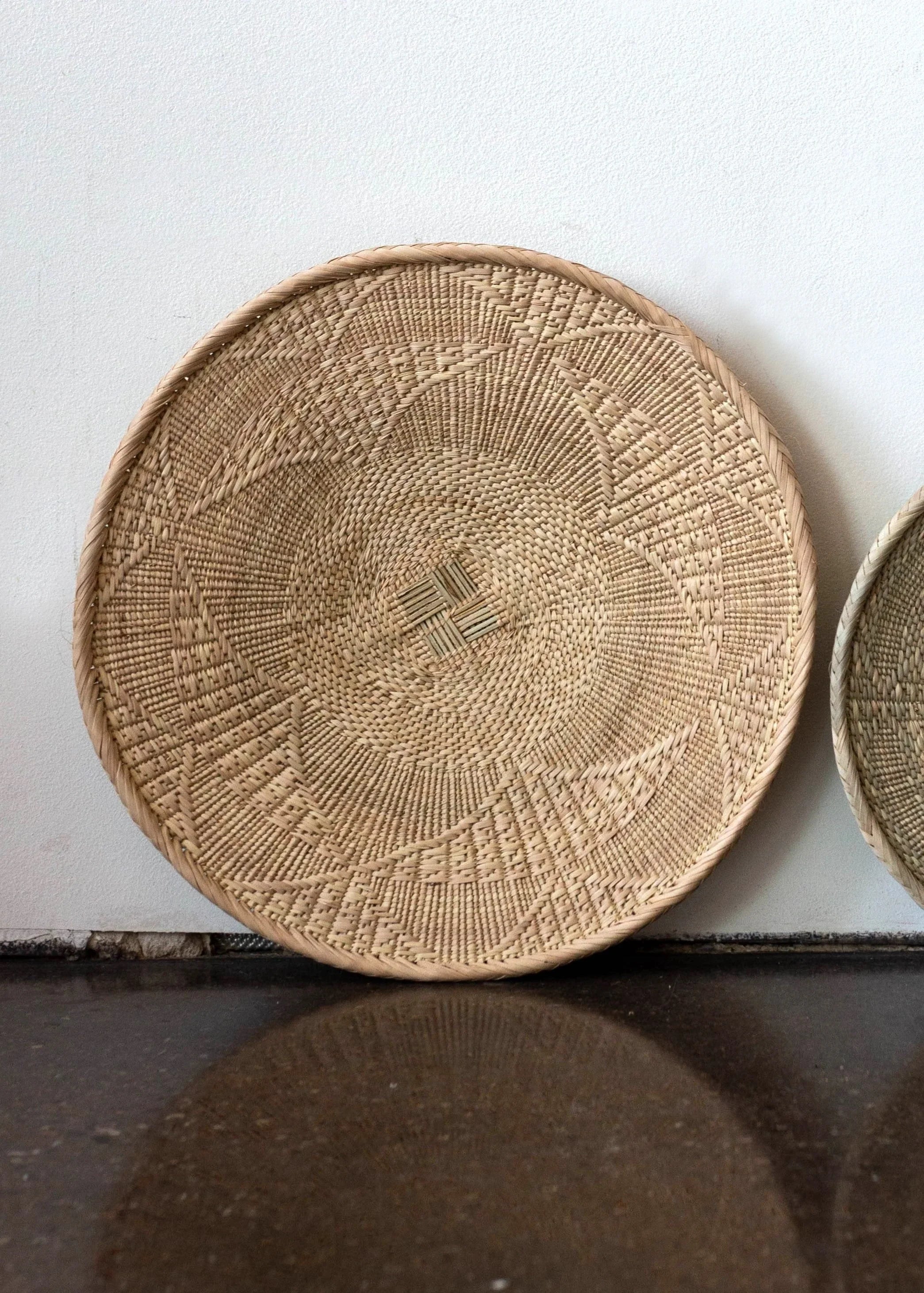 African Wall Basket Decor | Statement Binga Blonde Woven Wall Basket - House of Avana