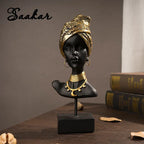 SAAKAR Resin Black Woman Figurines Home Interior African Exotic Ornaments Desktop Decoration Crafts Objects Lady Figure Items House Of Avana