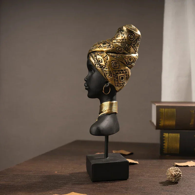 SAAKAR Resin Black Woman Figurines Home Interior African Exotic Ornaments Desktop Decoration Crafts Objects Lady Figure Items House Of Avana