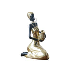 African Woman Statue - Bronze 10in Golden Finish, lifestyle image - House Of Avana