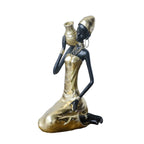 African Woman Statue - Bronze 10in Golden Finish, top view - House Of Avana