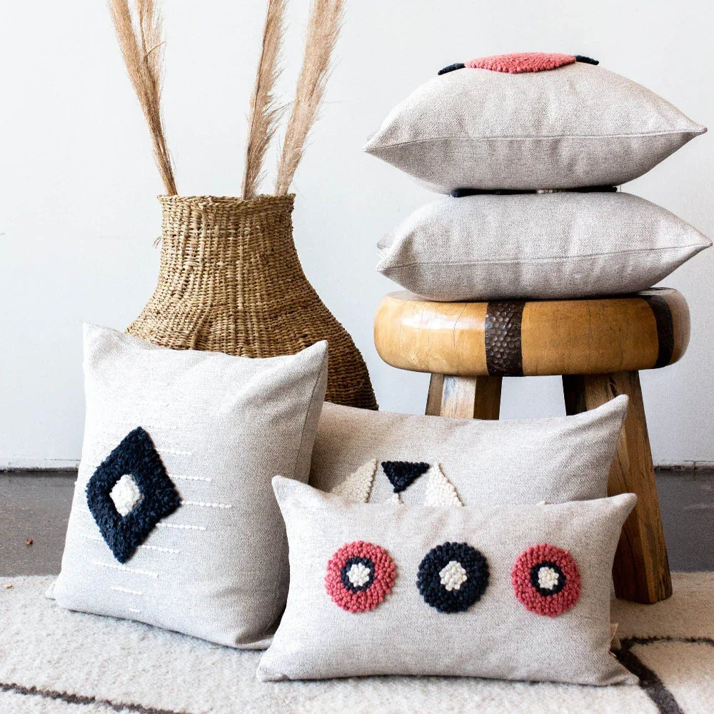 Afriscandi Circles Throw Pillow, side view - House Of Avana