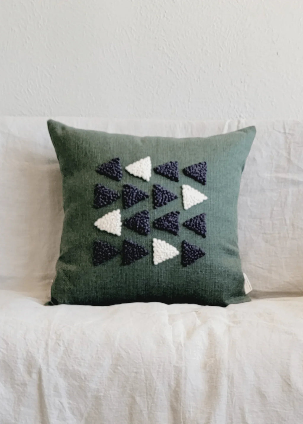 African Modern Boho Throw Pillow: Afriscandi Harvest Organic Cotton Green Decortive Pillow Kanju Interiors