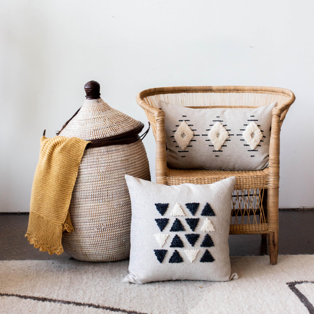 Afriscandi Harvest Wool + Cotton Throw Pillow, back view - House Of Avana