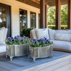 Aged Metal Footed Planters, Set of Two - House of Avana