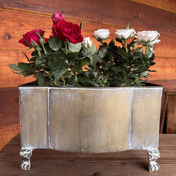 Aged Metal Footed Planters, Set of Two - House of Avana
